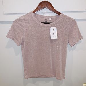 XS pink shirt with thin silver stripes. BRAND NEW